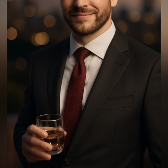 Hugo Boss Other - Hugo Boss Designer Dotted Silk Tie. Color: Merlot